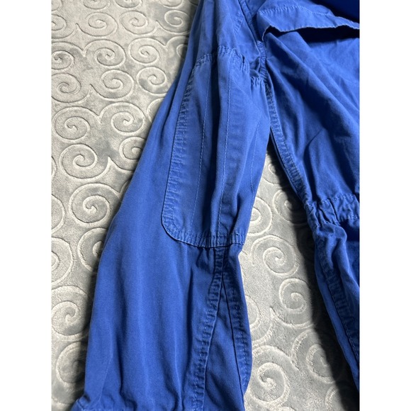 VTG J.Crew XS Blue Hooded‎ Cargo Utility Anorak Jacket Drawstring Waist Pockets - Picture 7 of 8